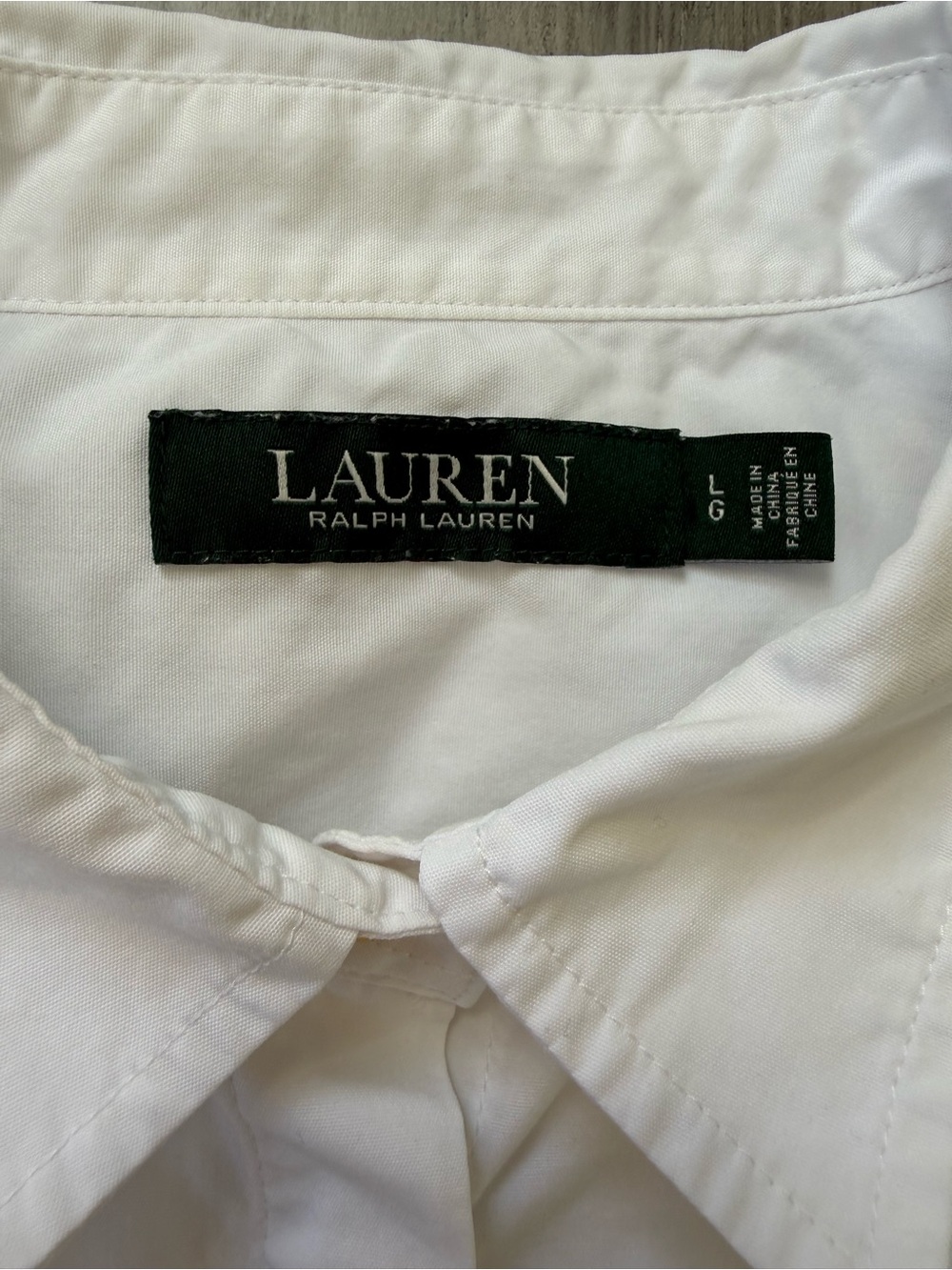 Lauren Ralph Lauren White Tie Front Blouse Large Cotton Poplin Button Up - Picture 3 of 13